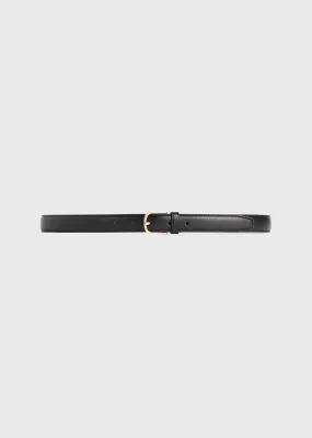 Slim leather trouser belt black