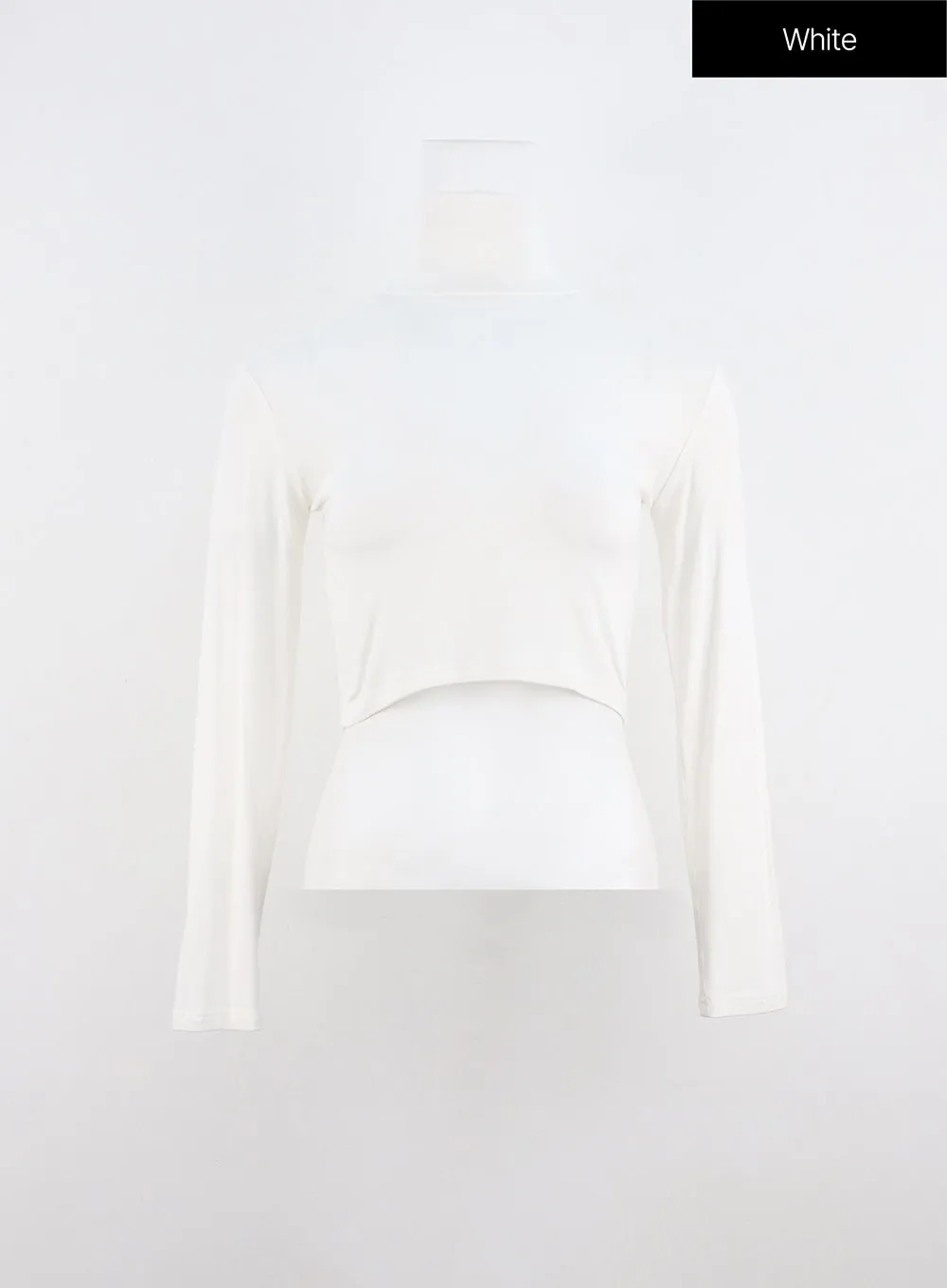 Solid Long Sleeve Turtleneck Crop IO320