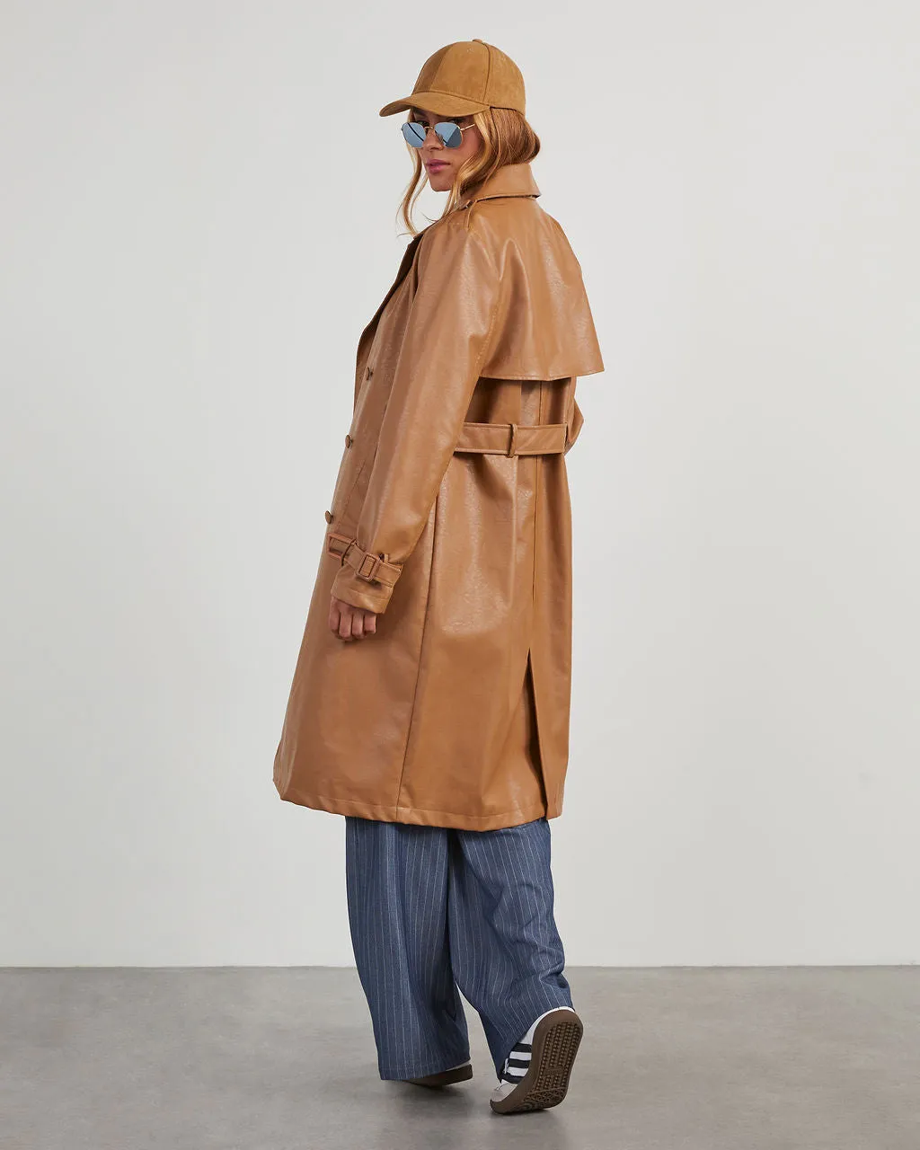 Stewart Vegan Leather Trench Coat