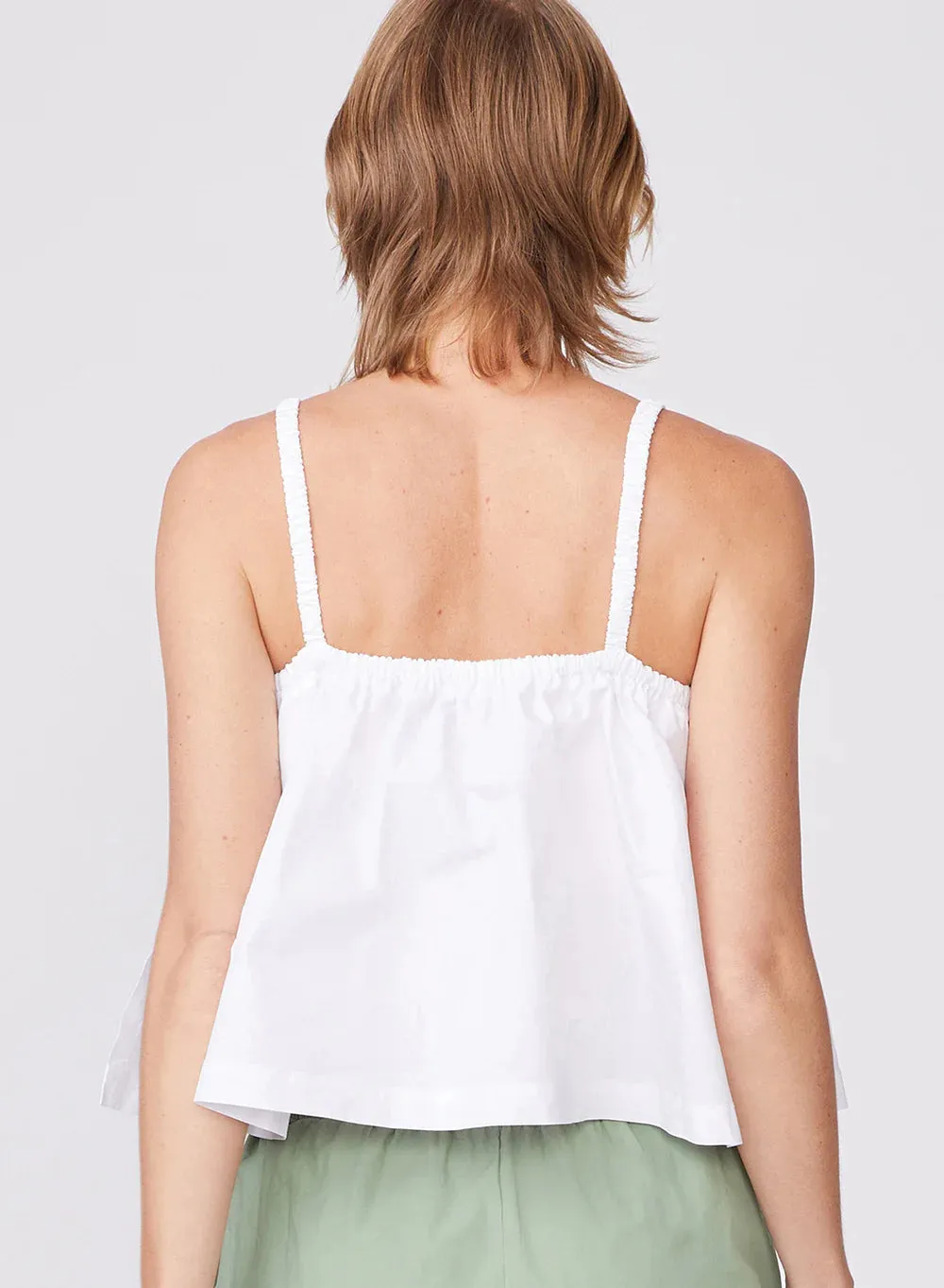 Structured Poplin Swing Top, White