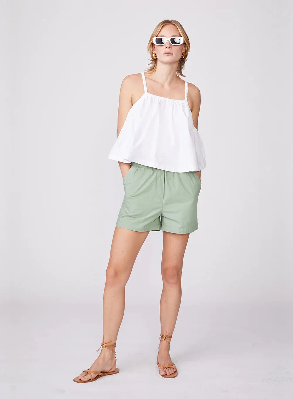 Structured Poplin Swing Top, White