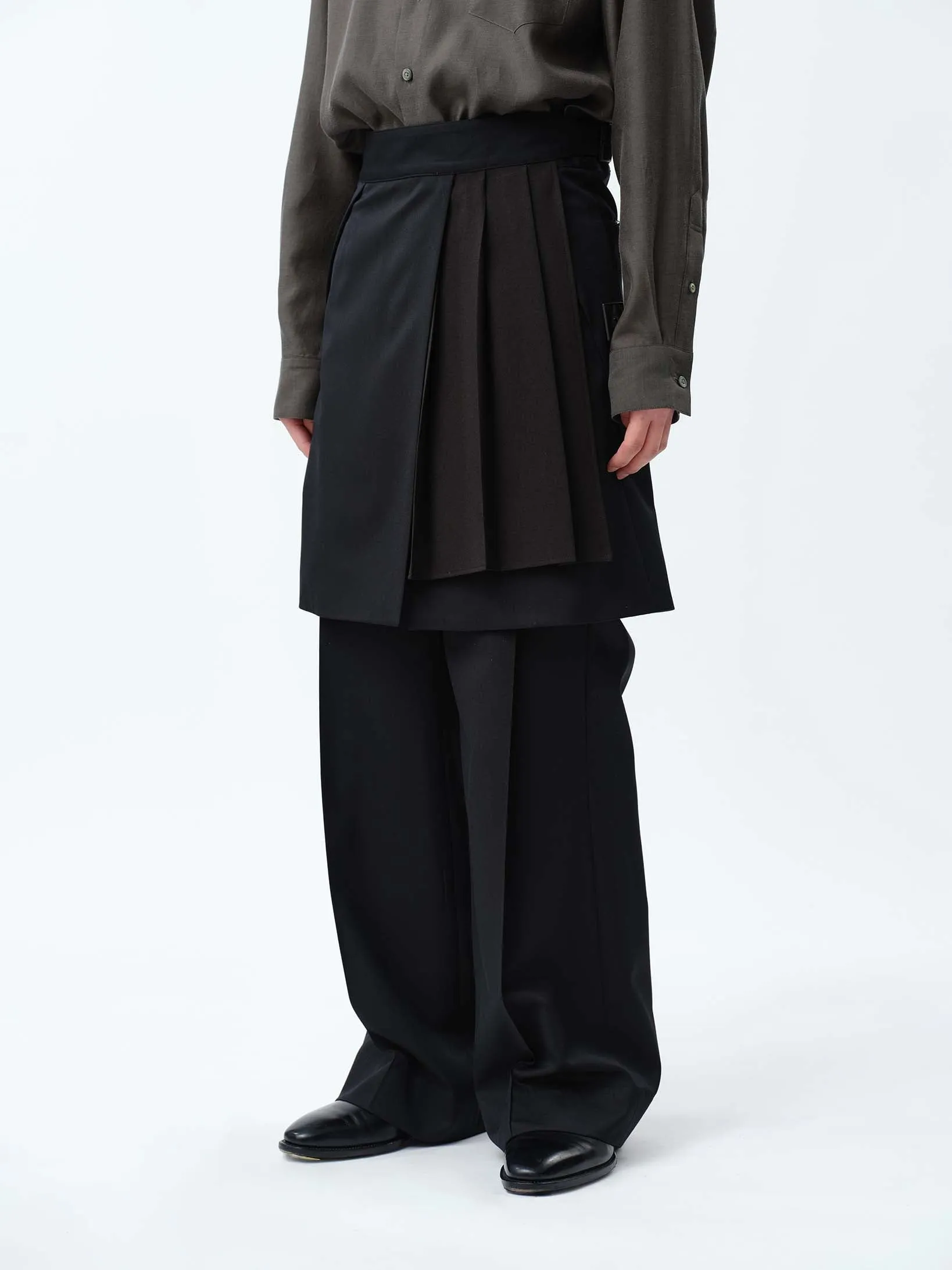 SUPER140 WRAP GURKHA SKIRT .12【BLACK】