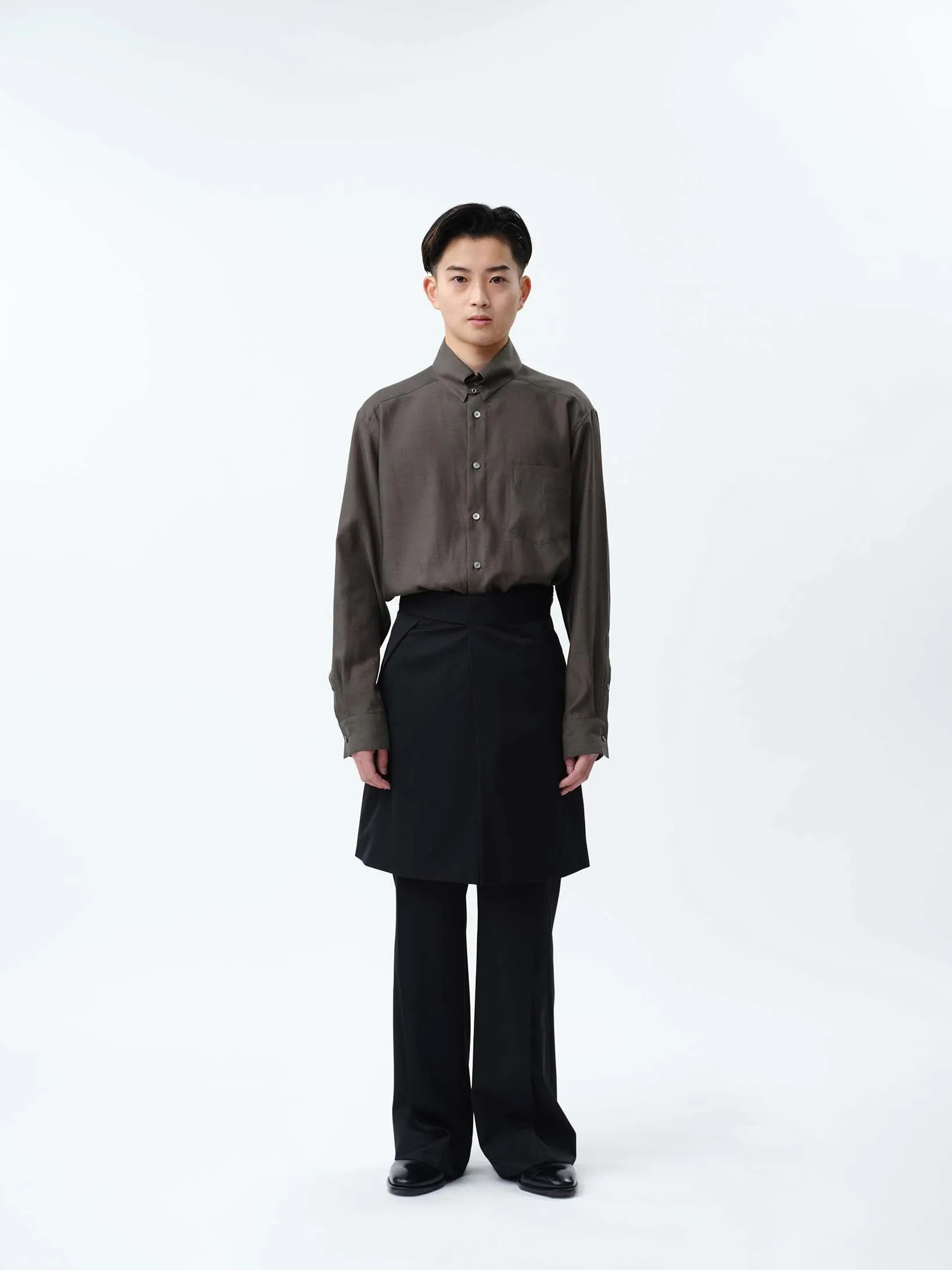 SUPER140 WRAP GURKHA SKIRT .12【BLACK】