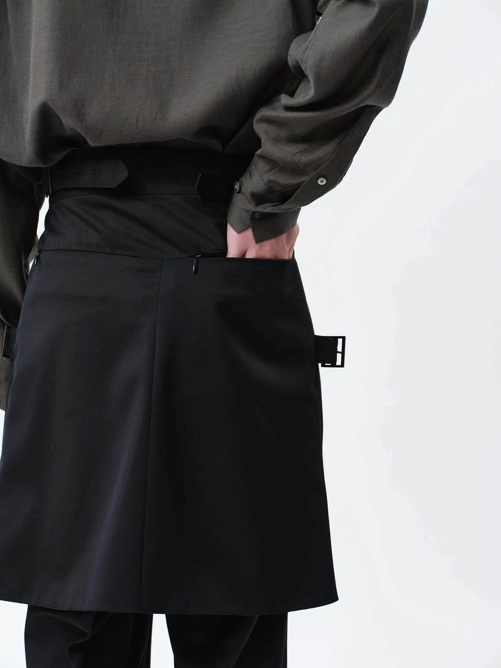 SUPER140 WRAP GURKHA SKIRT .12【BLACK】