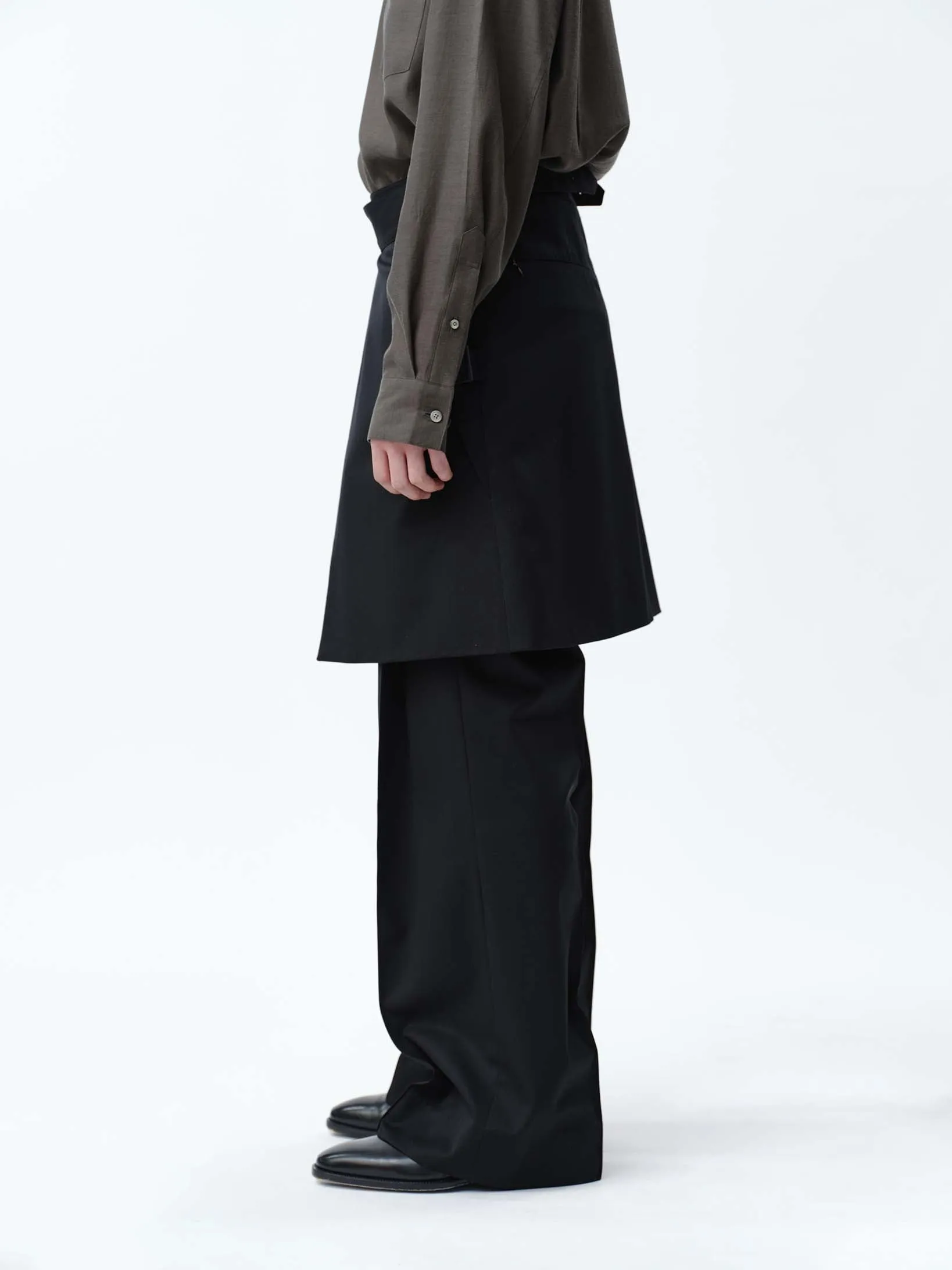 SUPER140 WRAP GURKHA SKIRT .12【BLACK】