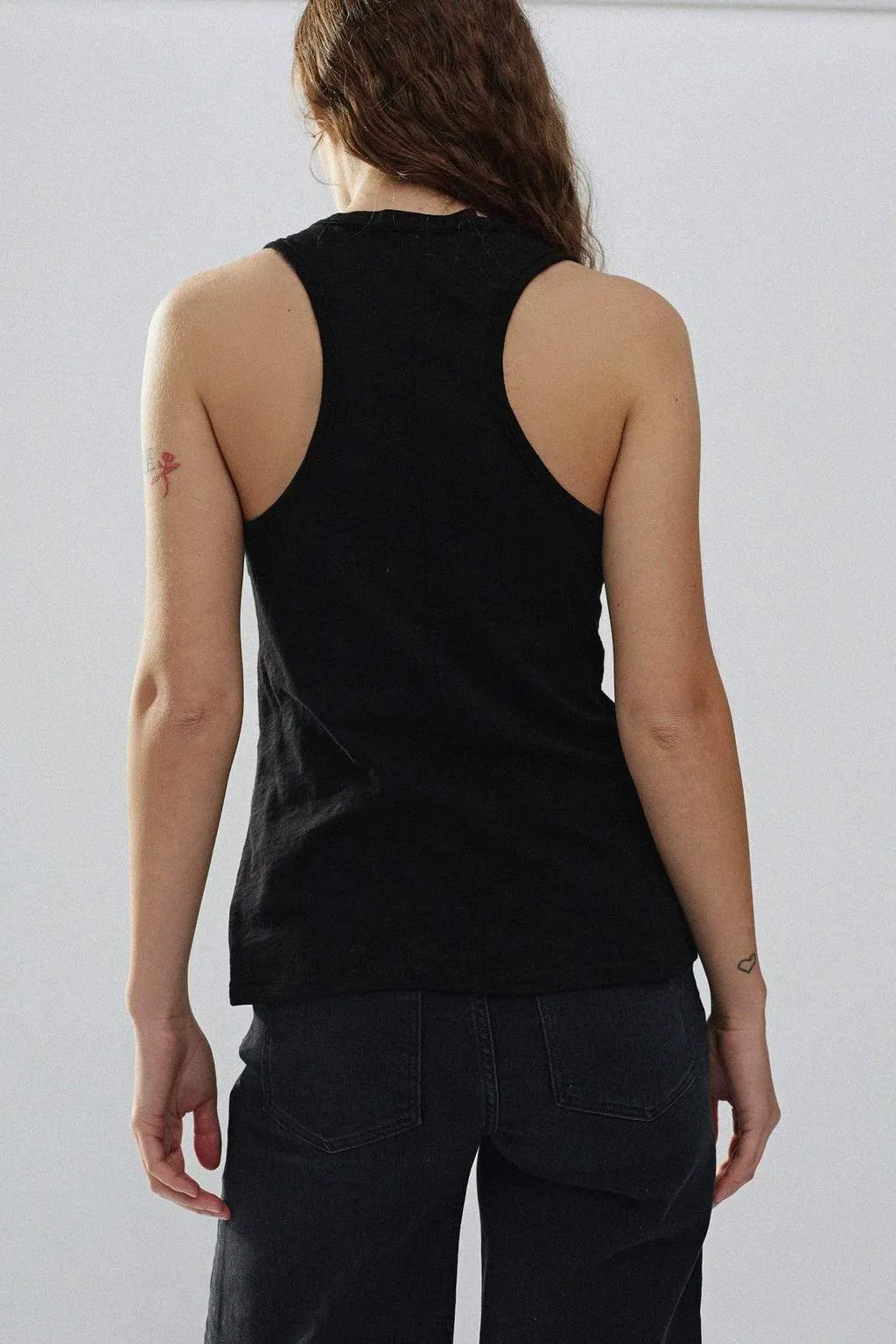 Supima Slub Jersey Racerback Tank, Black