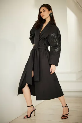 Tech Cotton Taffeta Embroidered Trench Coat