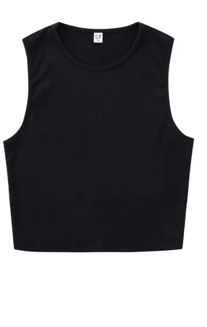 Tencel Rib Crop Tank BLACK