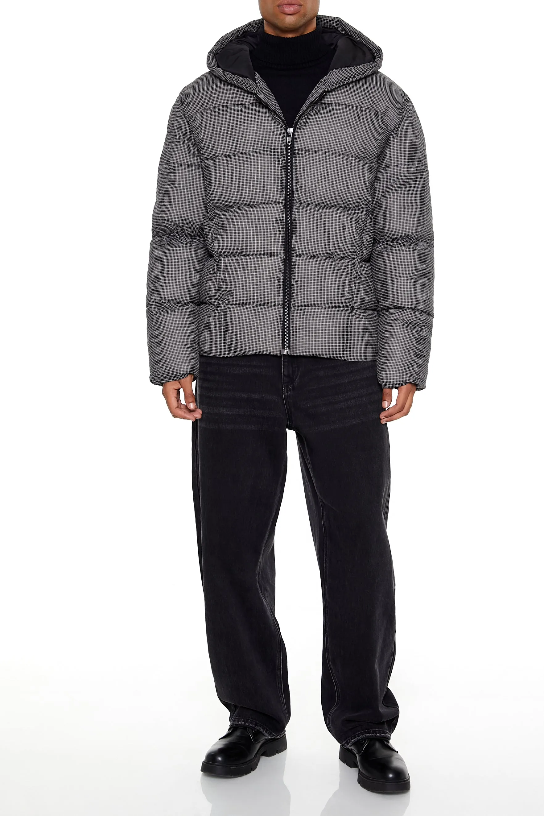 Textured Hooded Puffer Jacket