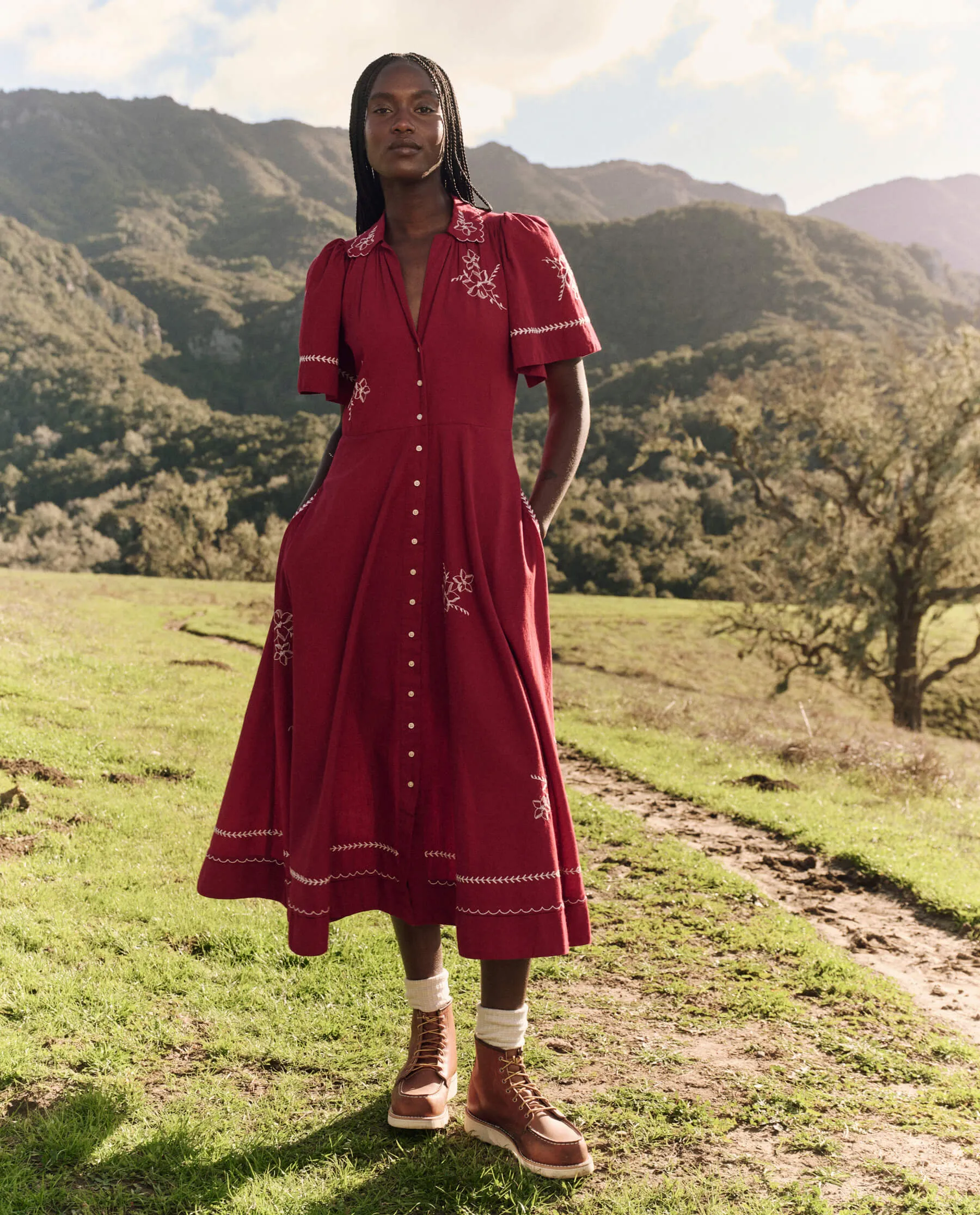 The Bridge Dress with Hanky Embroidered. -- Scarlet