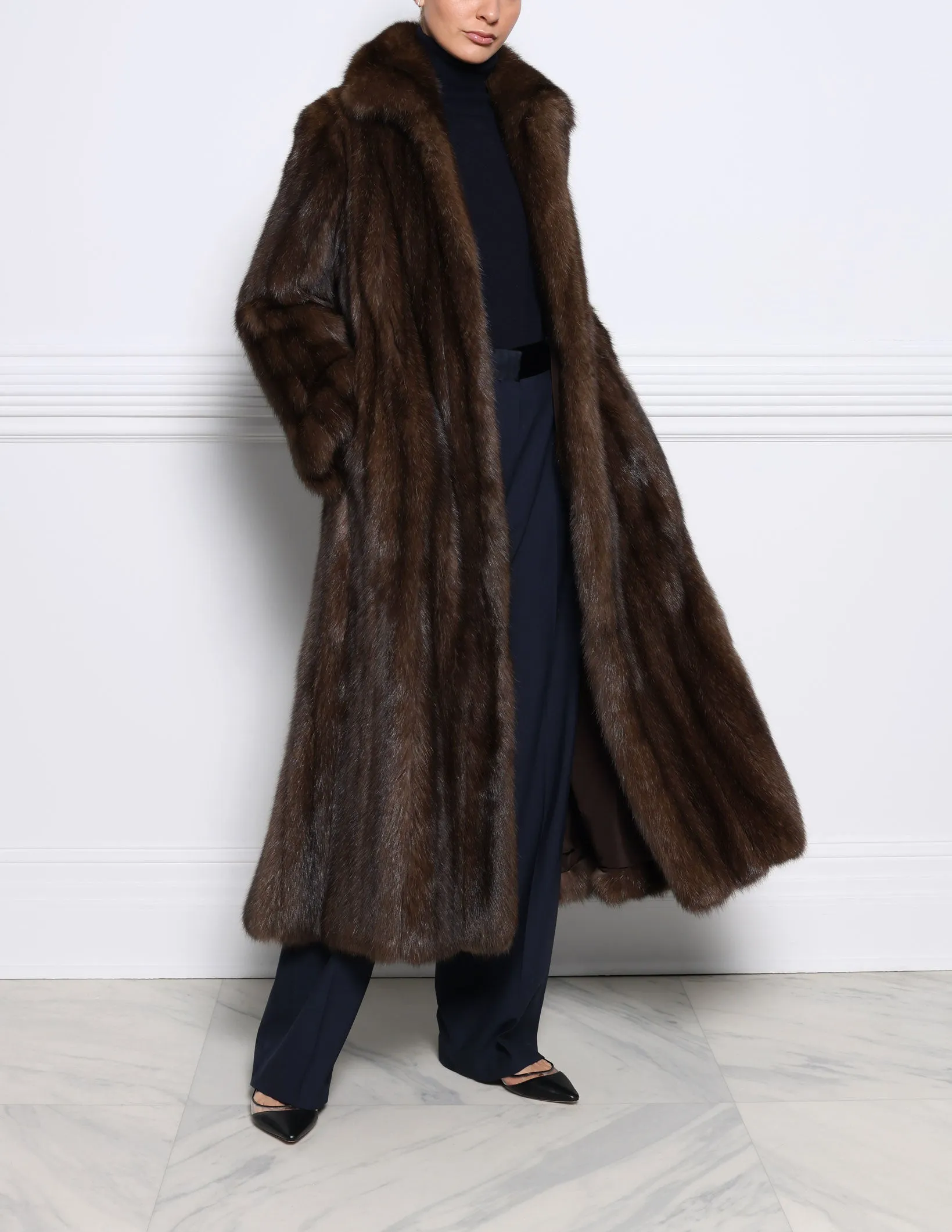 The Fia Russian Sable Fur Flounce Coat