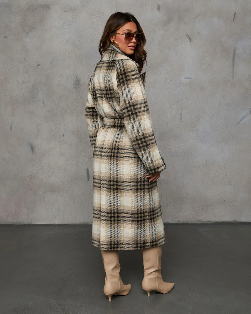 Town Stroll Plaid Trench Coat