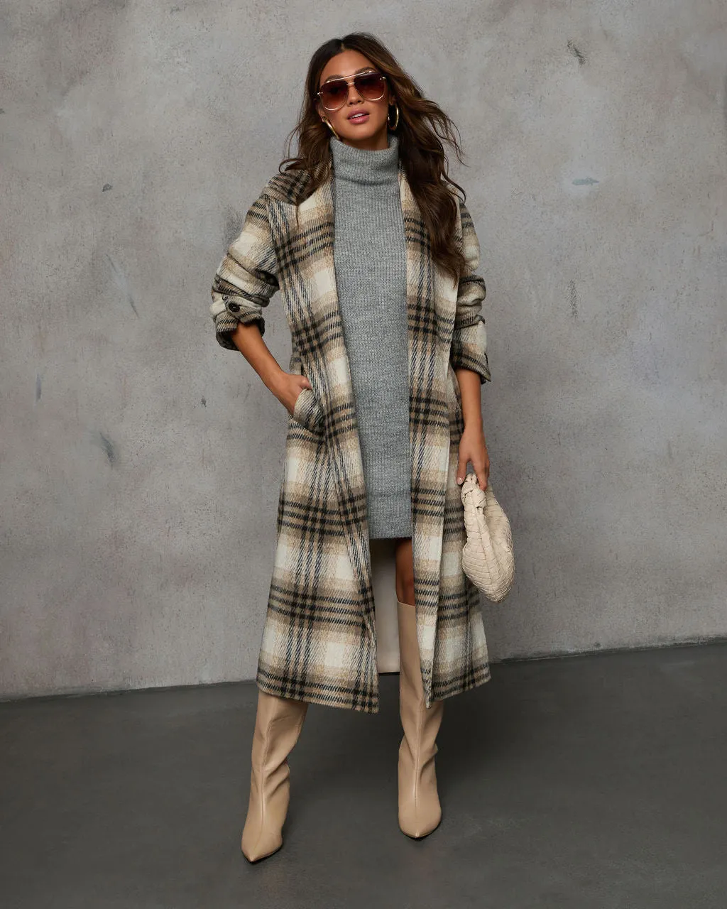 Town Stroll Plaid Trench Coat