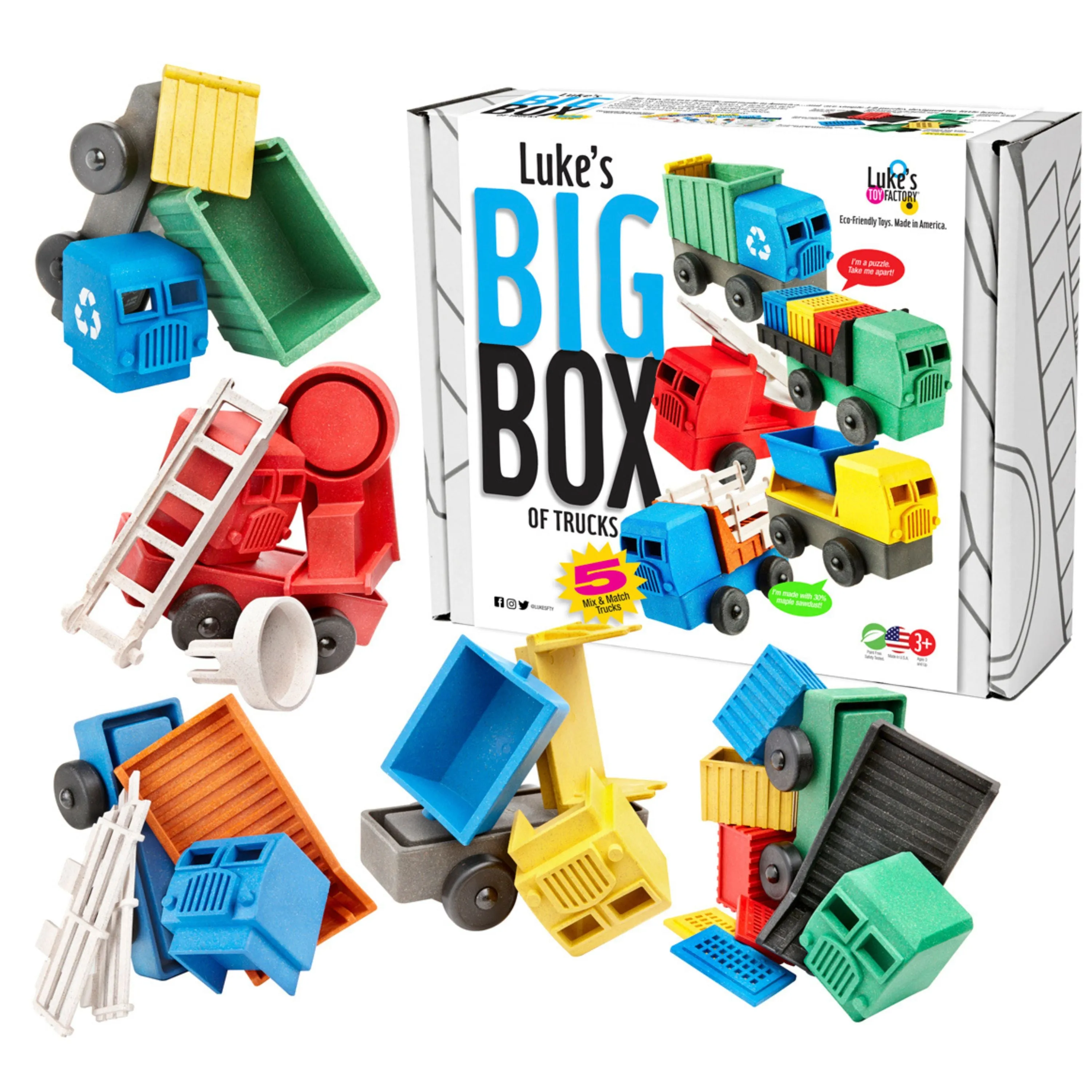 Toy Truck Set - 5 Pack | Luke's Big Box of Truck Toys