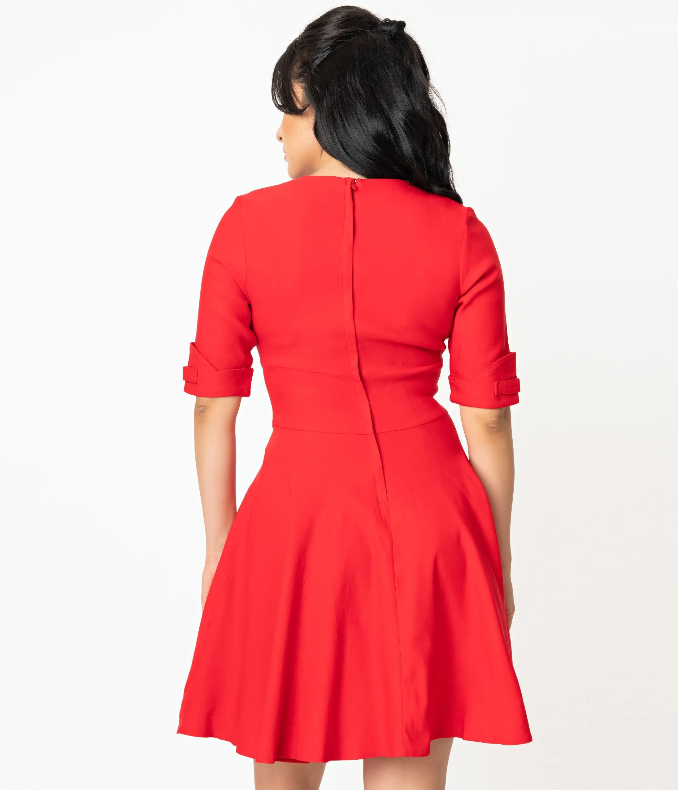 Unique Vintage 1950s Red Delores Fit & Flare Dress