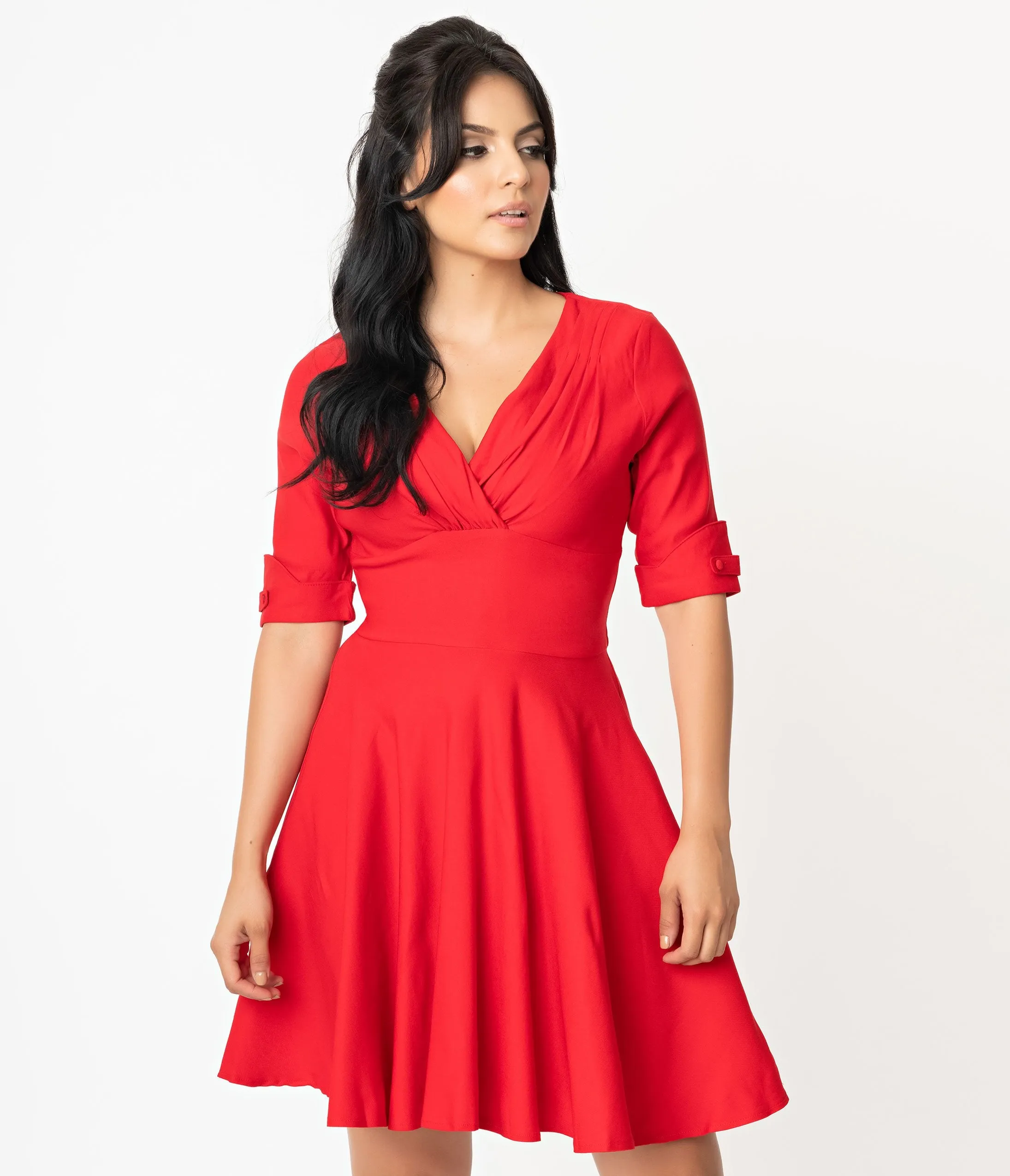 Unique Vintage 1950s Red Delores Fit & Flare Dress