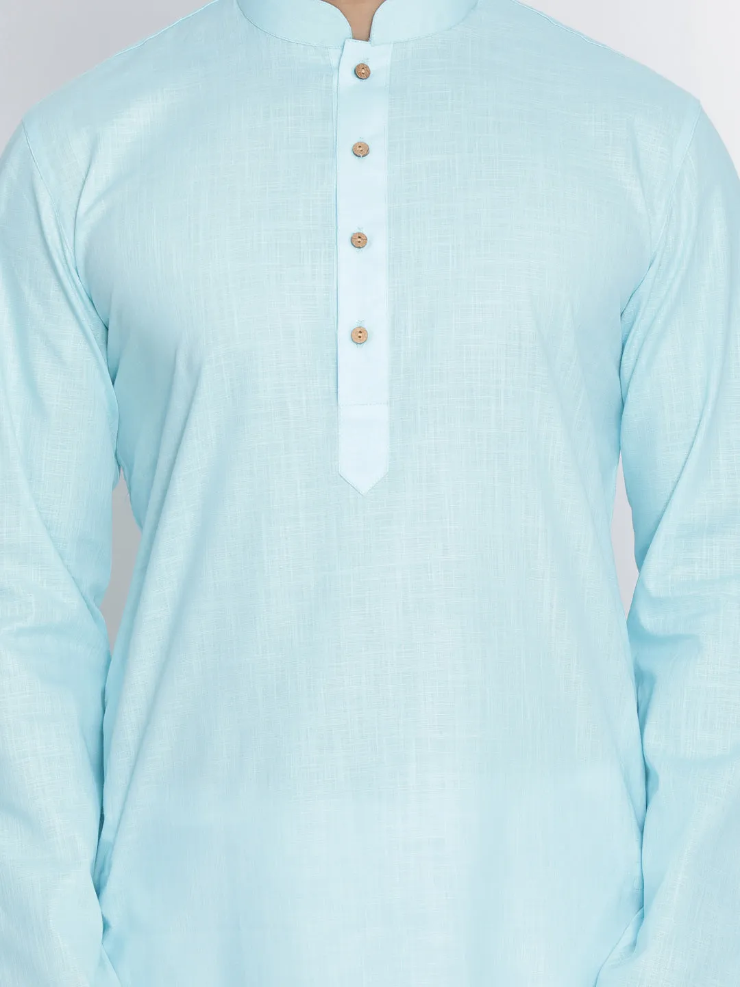 VASTRAMAY Aqua Blue Cotton Baap Beta Kurta Pyjama Set