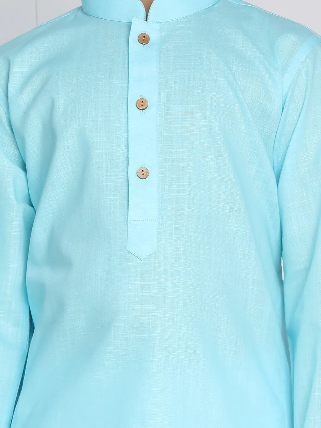 VASTRAMAY Aqua Blue Cotton Baap Beta Kurta Pyjama Set