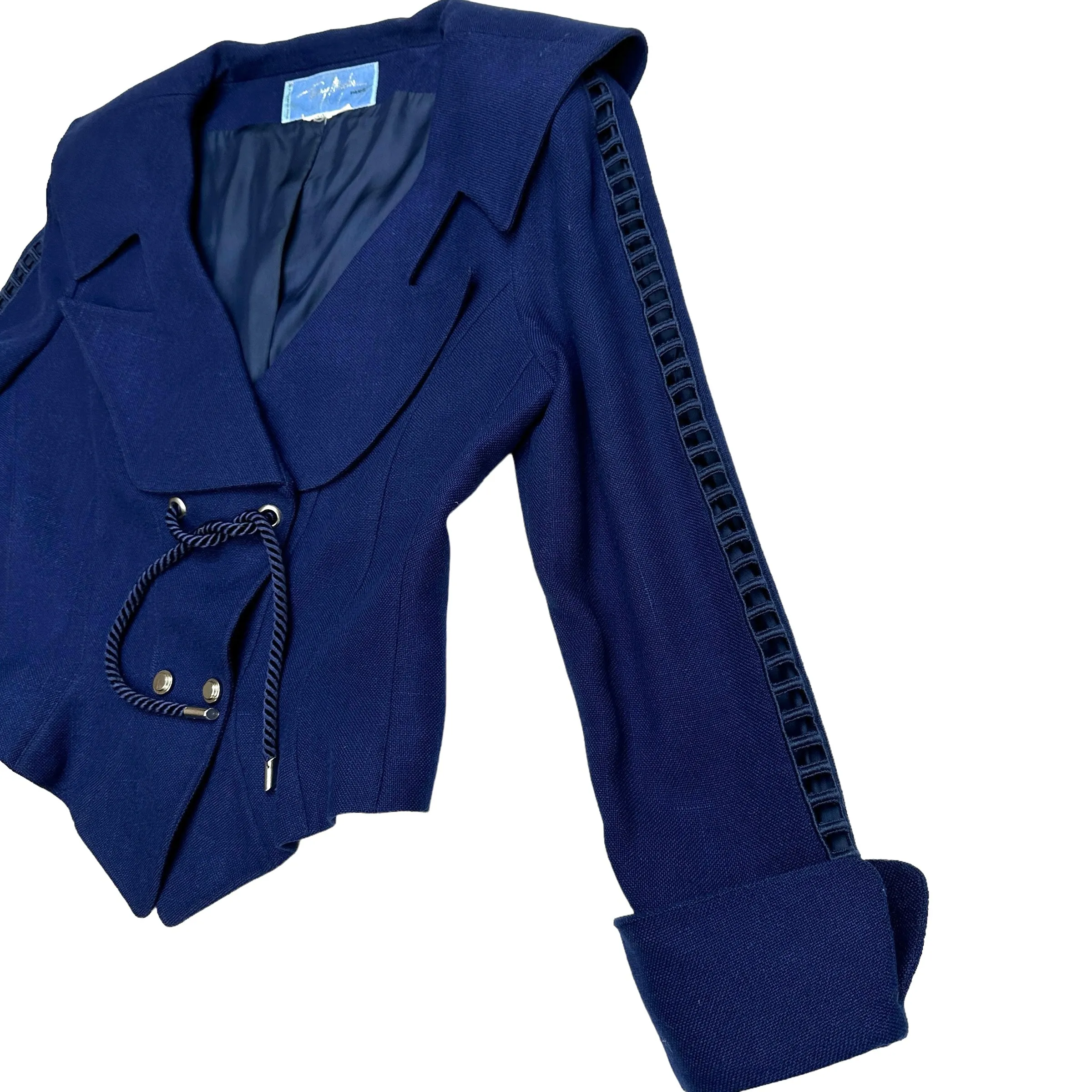 Vintage Blue Cropped Blazer - M