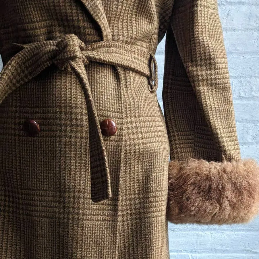 Vintage Penny Lane Fur Wool Coat Witchy Earthy Minimalist Trench Afghan Jacket