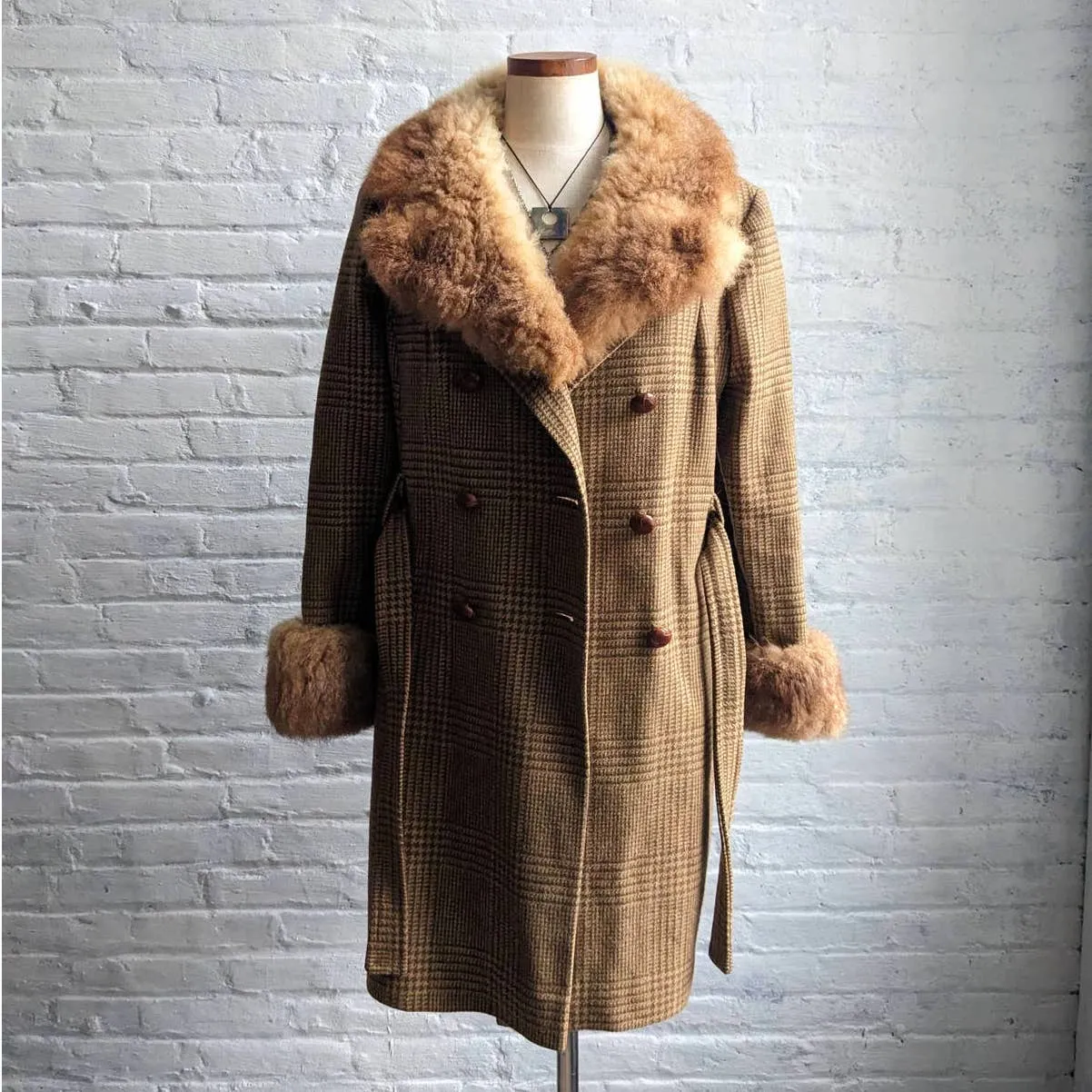 Vintage Penny Lane Fur Wool Coat Witchy Earthy Minimalist Trench Afghan Jacket