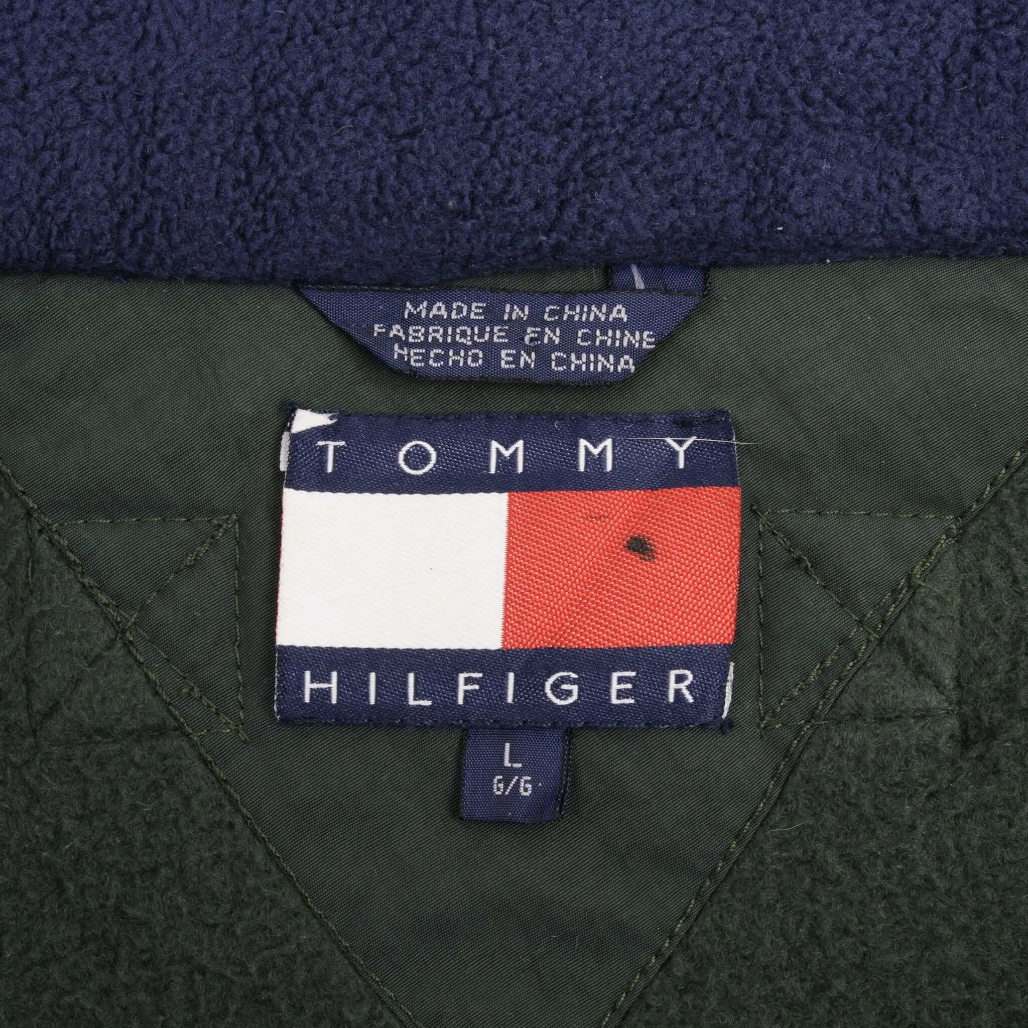 VINTAGE TOMMY HILFIGER PINE GREEN FLEECE JACKET 1990S SIZE LARGE