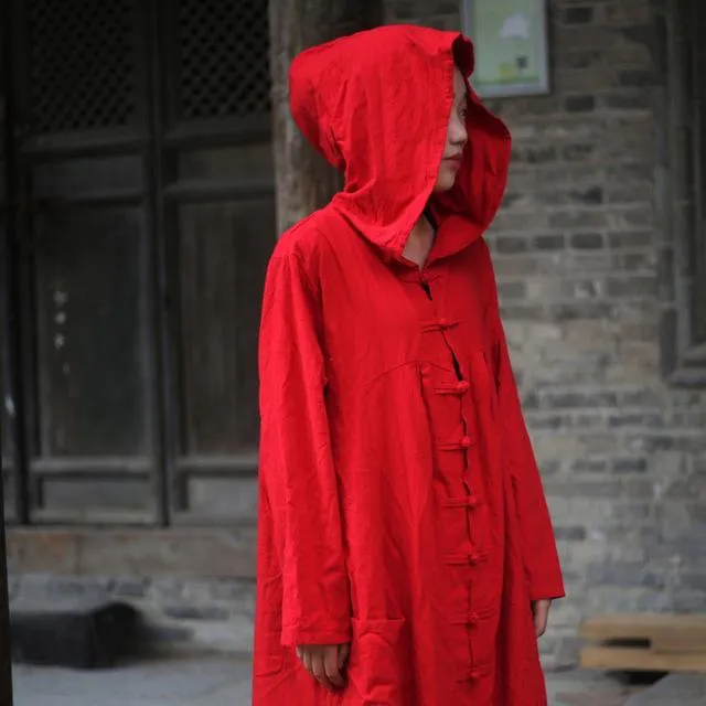 Vivid Linen Hooded Trench Coat | Zen