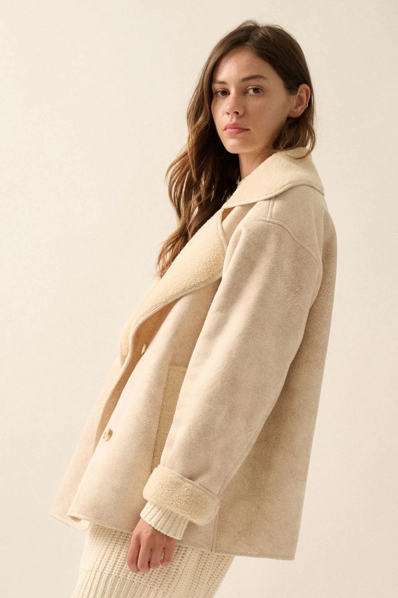 Weather the Storm Faux Shearling Peacoat