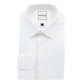 White Egyptian Cotton Non Iron Dress Shirt, Modified Collar and Adjustable Button Cuffs