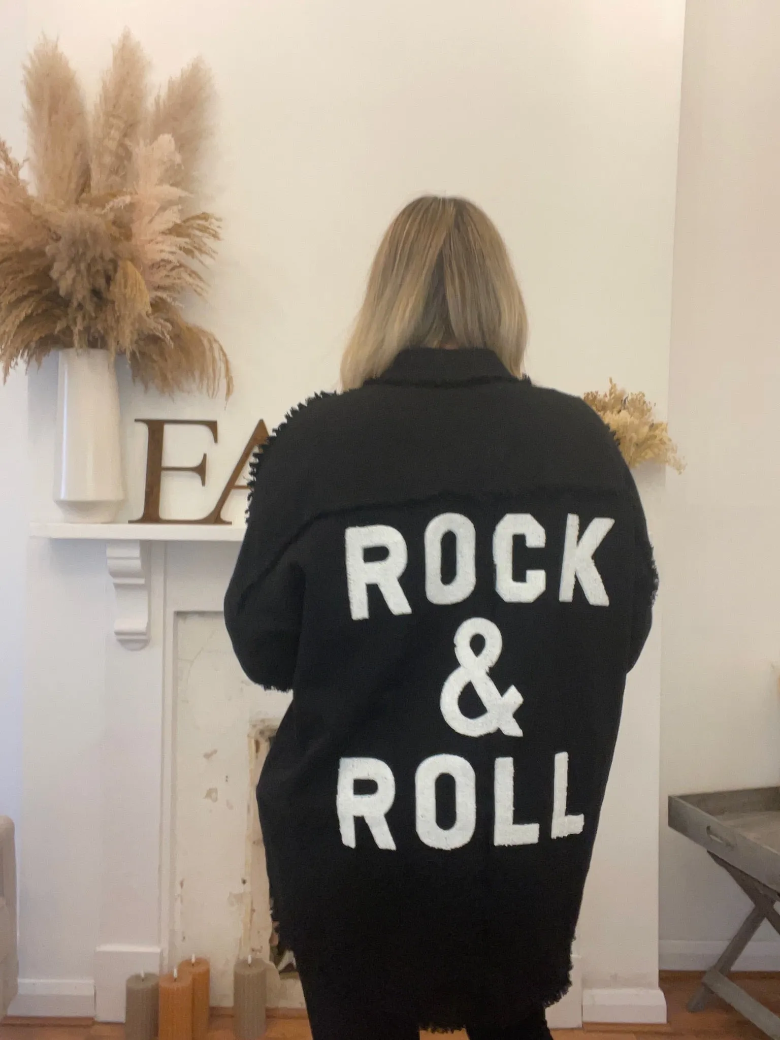 White on Black Rock & Roll Shacket