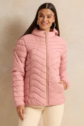 Women Pink Hooded Puffer Jacket