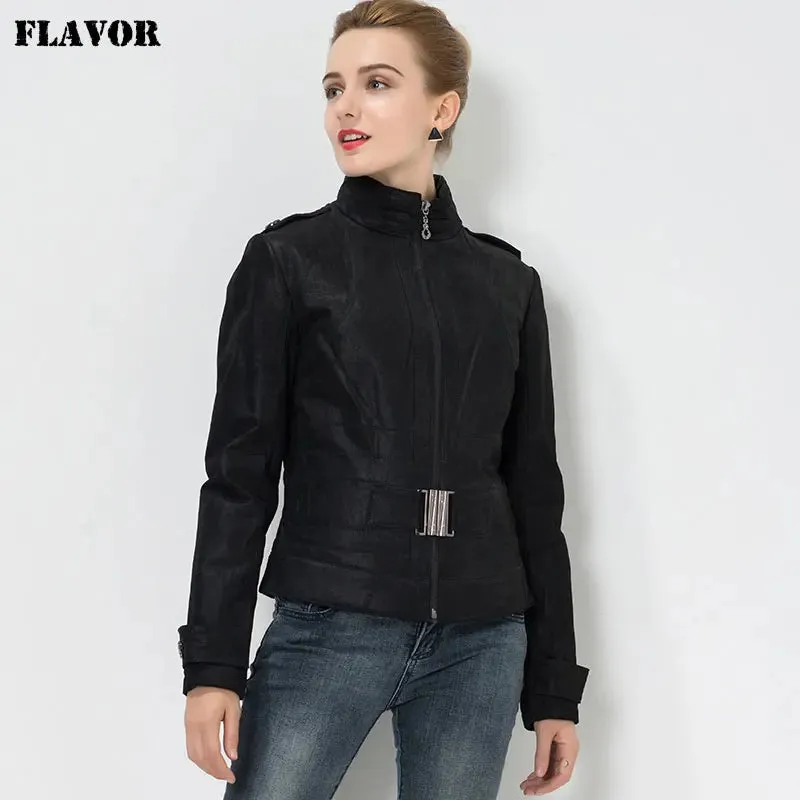 Women's Biker Slim Leather Motorcycle Jacket