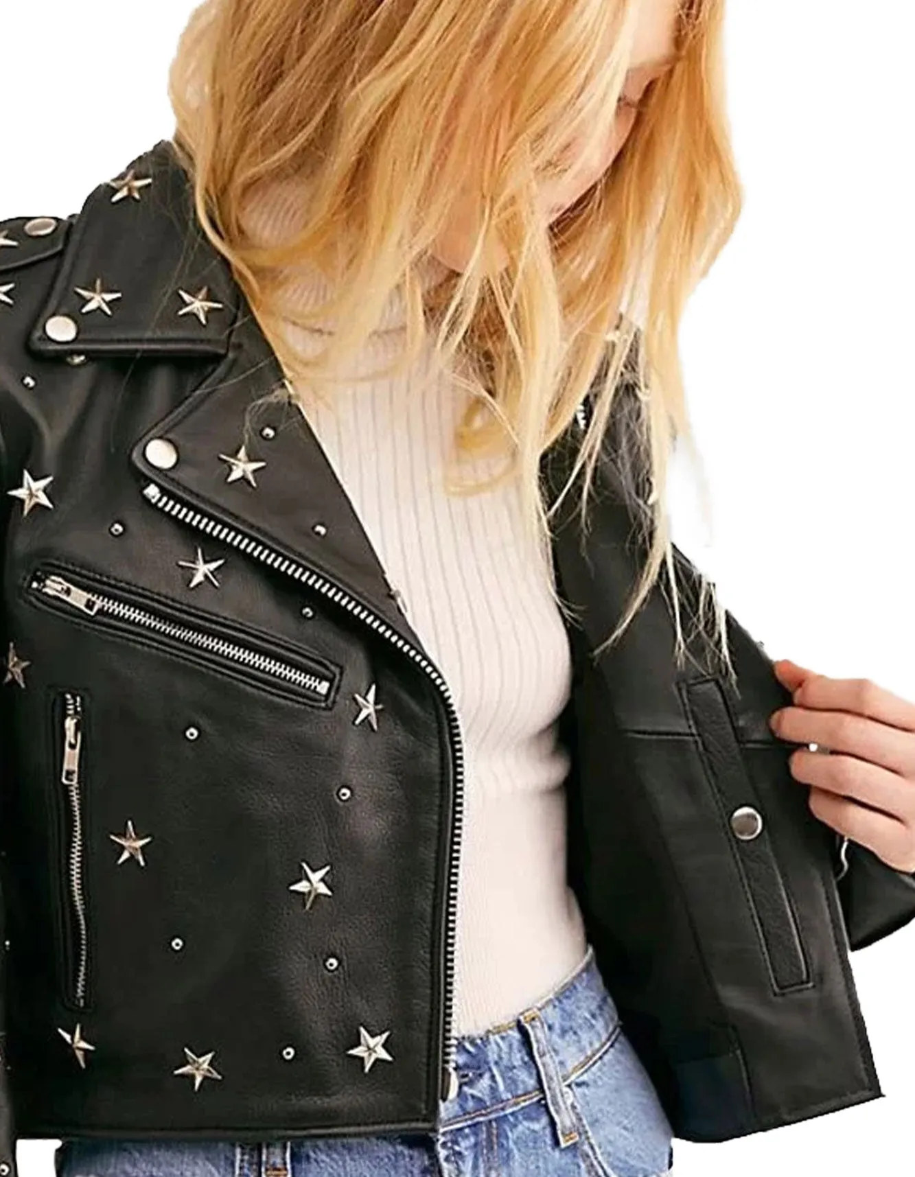 Women’s Black Studded Suede Leather Jacket