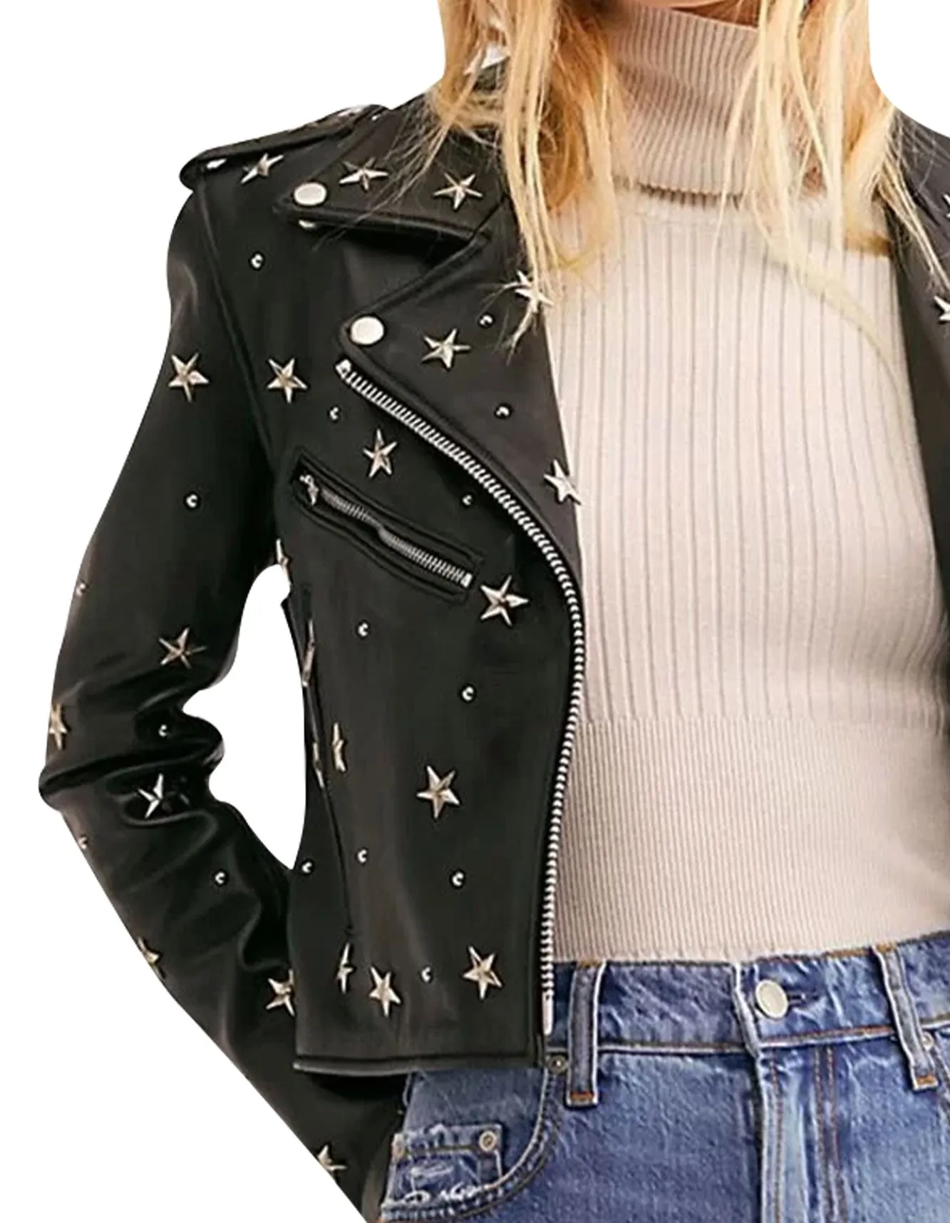 Women’s Black Studded Suede Leather Jacket