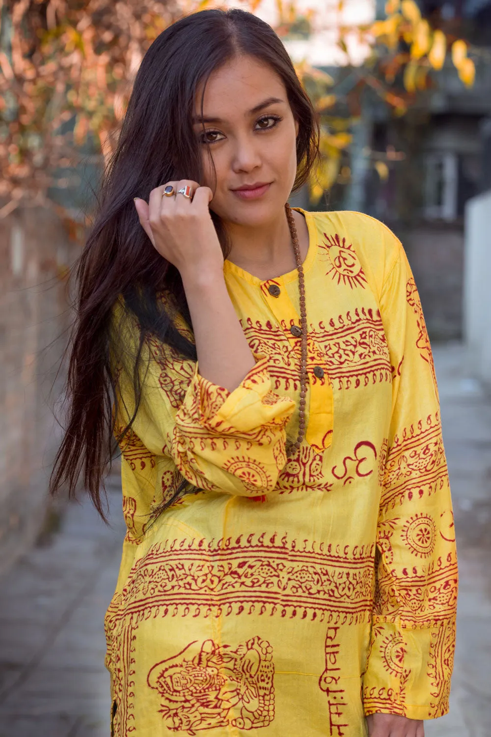 Yellow Om Kurtha Shirt