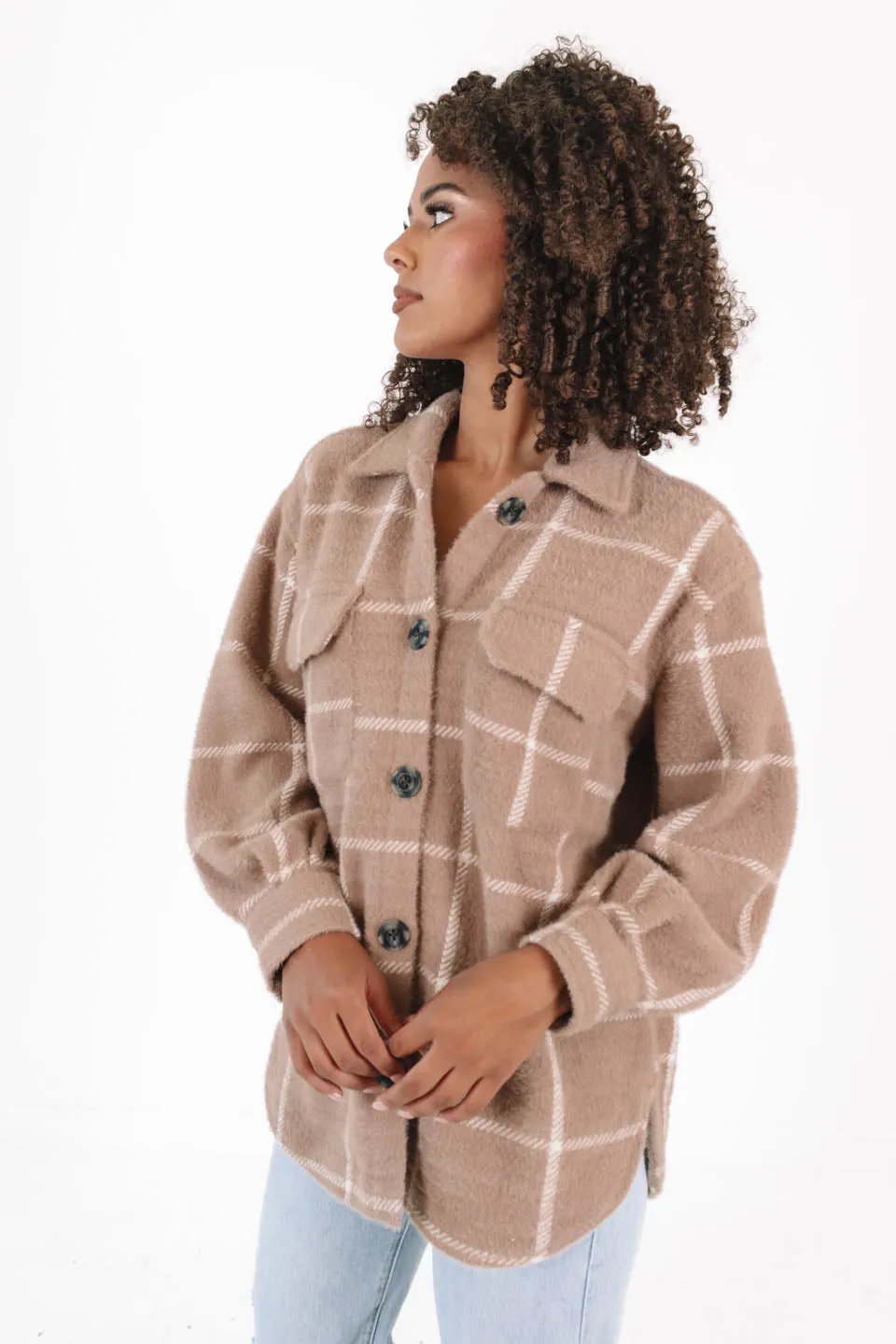 Z Supply Plaid Tucker Jacket - Heather Taupe