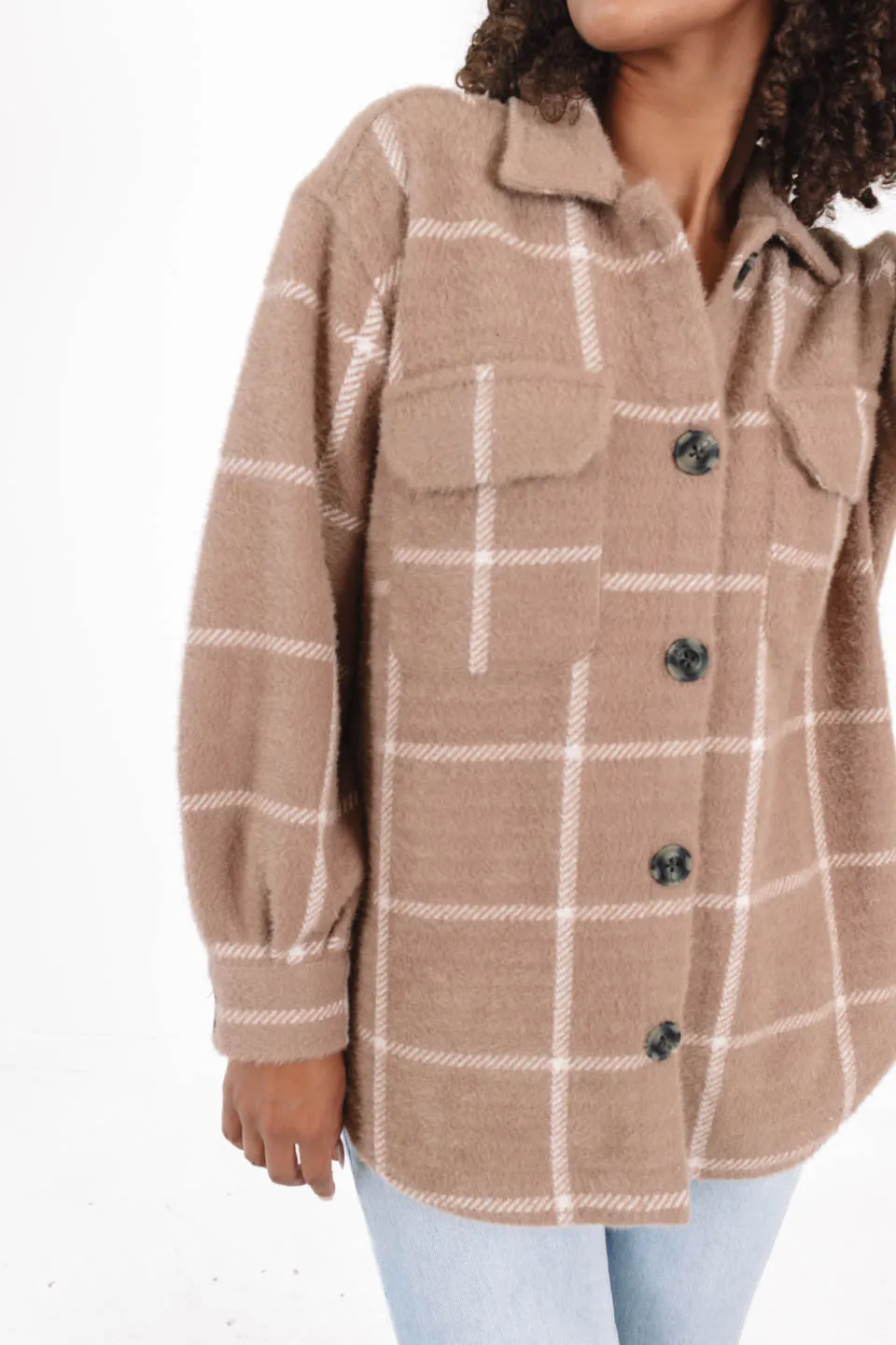 Z Supply Plaid Tucker Jacket - Heather Taupe