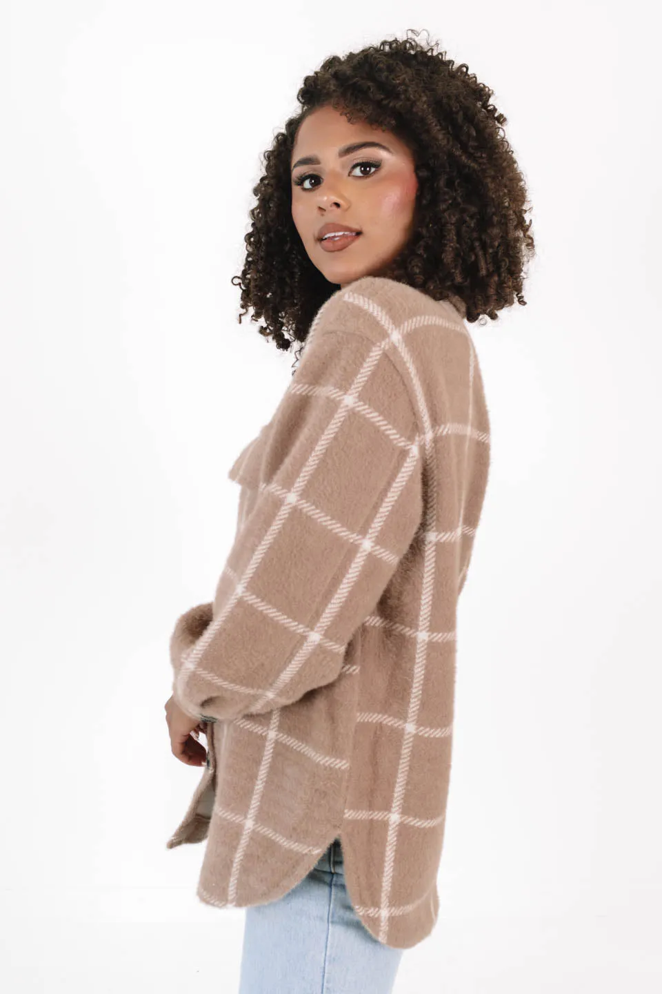 Z Supply Plaid Tucker Jacket - Heather Taupe