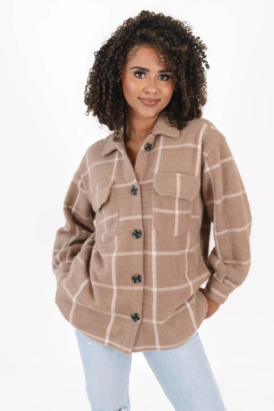 Z Supply Plaid Tucker Jacket - Heather Taupe